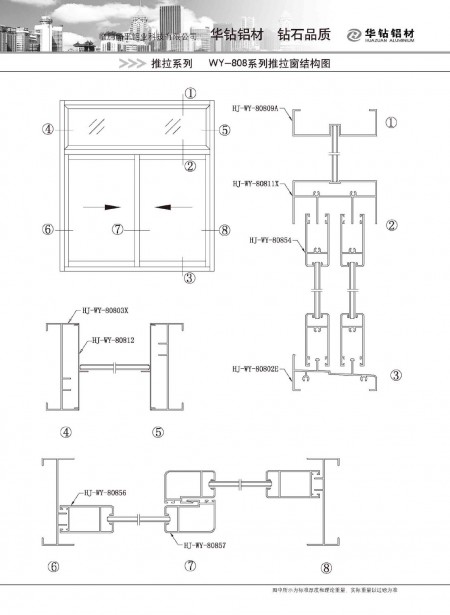 WY-808系列推拉窗結(jié)構(gòu)圖