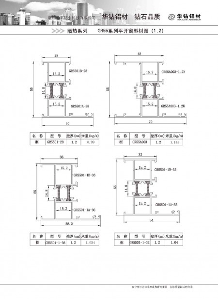 GR55系列平開窗型材圖（1.2)