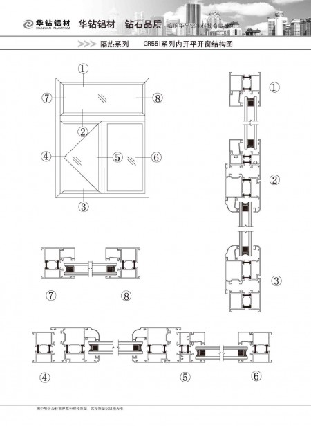 GR55I系列內開平開窗結構圖