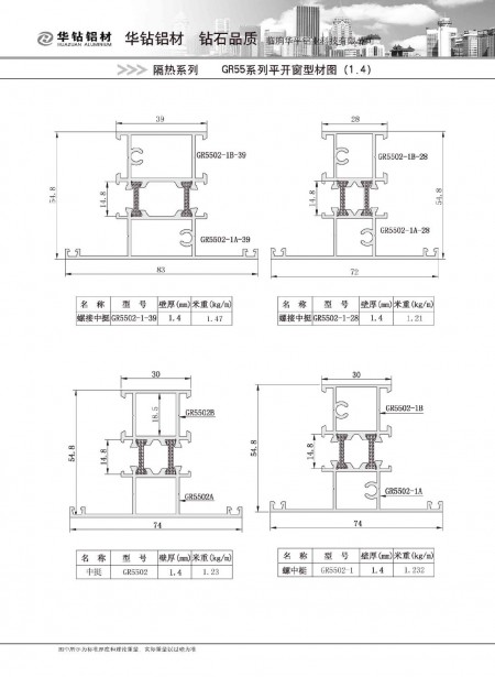 GR55系列平開窗型材圖(1.4)