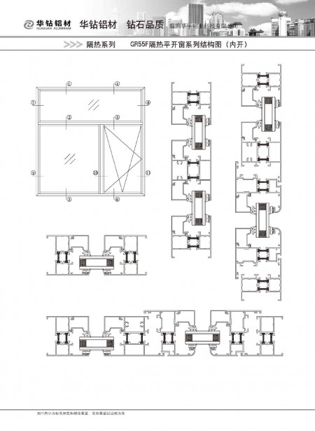 GR55F隔熱平開窗系列結構圖(外開)
